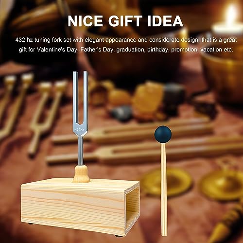 Lrowvenu 432 Hz Tuning Fork with Resonance Box, Aluminum Alloy, Wooden Speaker, Ideal for Sound Healing, SPA Aromatherapy, Tuning Fork Resonance Teaching, Hearing Tests, Meditation etc - Image 5
