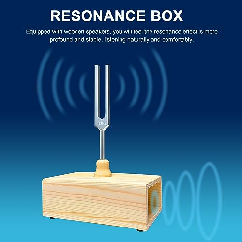Lrowvenu 432 Hz Tuning Fork with Resonance Box, Aluminum Alloy, Wooden Speaker, Ideal for Sound Healing, SPA Aromatherapy, Tuning Fork Resonance Teaching, Hearing Tests, Meditation etc - Image 3