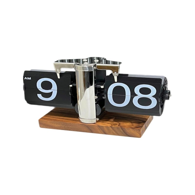 New solid wood retro mechanical flip - page clock for home desktop, wooden decoration flip - page clock, personalized mantel clock, 12 - hour model - Image 1