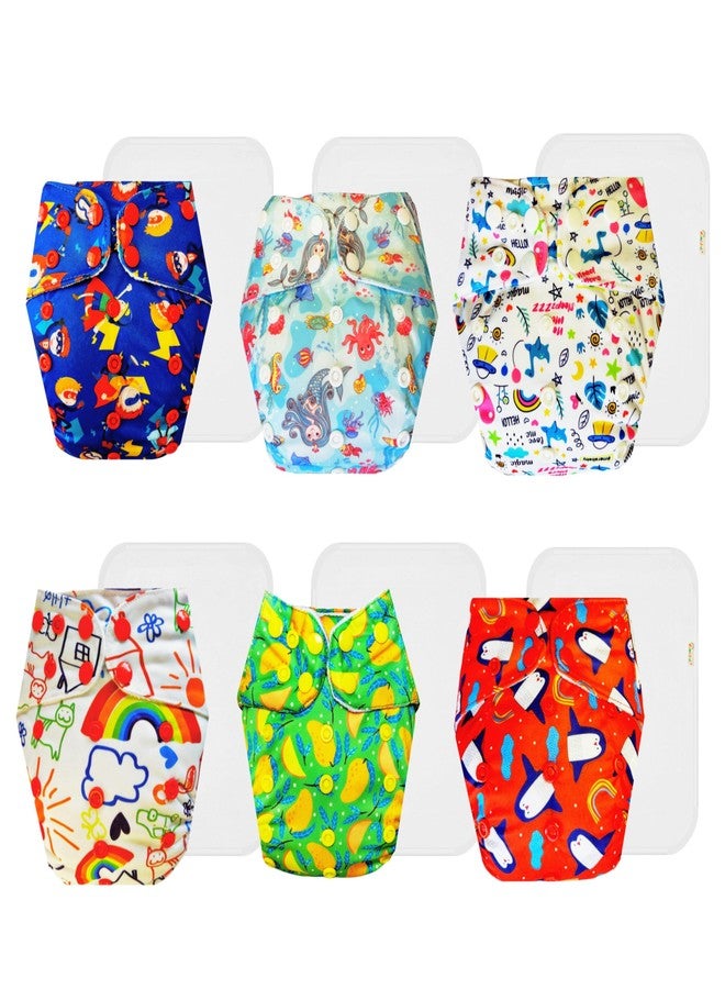 Dumbledo Premium Cloth Diaper with Cotton Insert (Pack of 6) | Dry Feel and Comfortable | Leakproof | Easy to Clean | Perfect for Indian Summers | 3 Months - 3 Years | Unisex Baby - Image 1