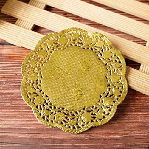CHICIEVE Paper Doily 3.5 Inches Golden Round Paper Lace Doilies 100 Pcs Placemats Ideal for Weddings,Tableware Decor - Image 1