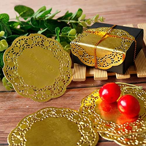 CHICIEVE Paper Doily 3.5 Inches Golden Round Paper Lace Doilies 100 Pcs Placemats Ideal for Weddings,Tableware Decor - Image 4