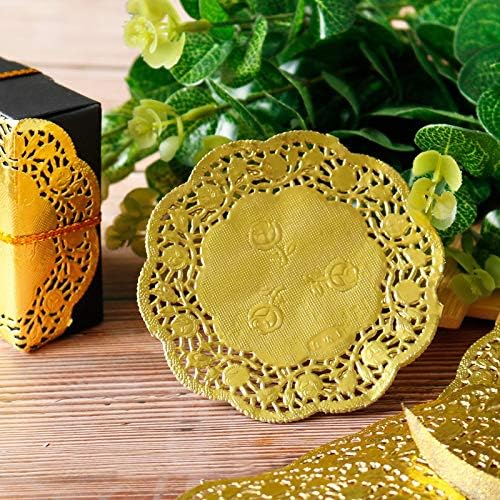 CHICIEVE Paper Doily 3.5 Inches Golden Round Paper Lace Doilies 100 Pcs Placemats Ideal for Weddings,Tableware Decor - Image 5