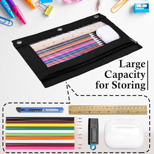 LaOficina 50 Packs Wholesale 3 Ring Binder Pouches, Zippered Binder Pencil Pouch with Clear Window, Clear Pen Case Bulk Suitable for School and Office(Black) - Image 4
