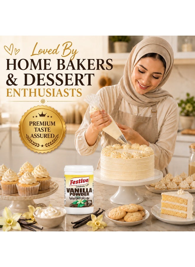 Festiva Vanilla Powder 100g - Flavoring Powder for Cakes, Cookies, Desserts and Baking Recipes - Sweet Vanilla Flavor - Image 5