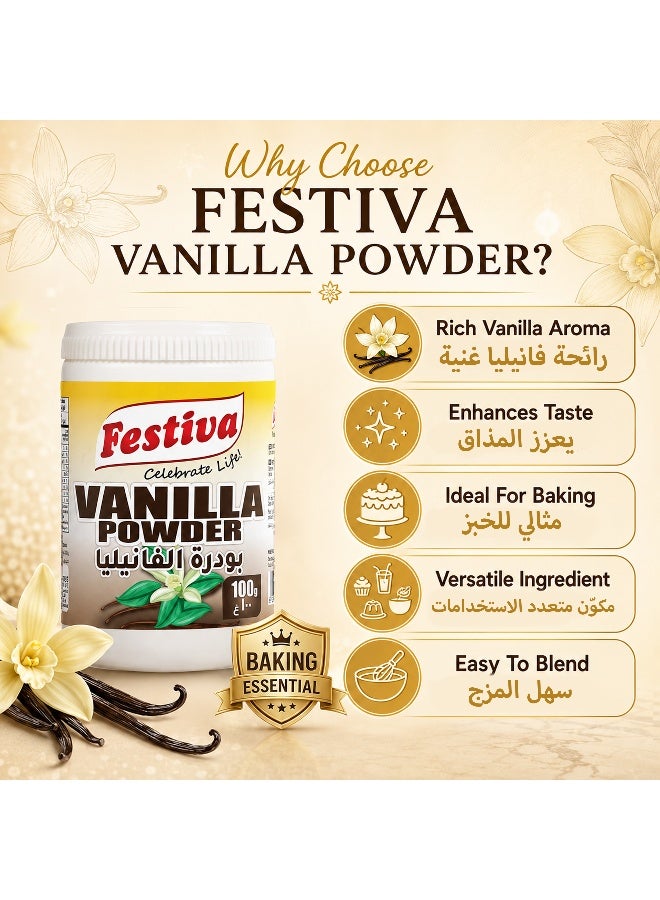 Festiva Vanilla Powder 100g - Flavoring Powder for Cakes, Cookies, Desserts and Baking Recipes - Sweet Vanilla Flavor - Image 4