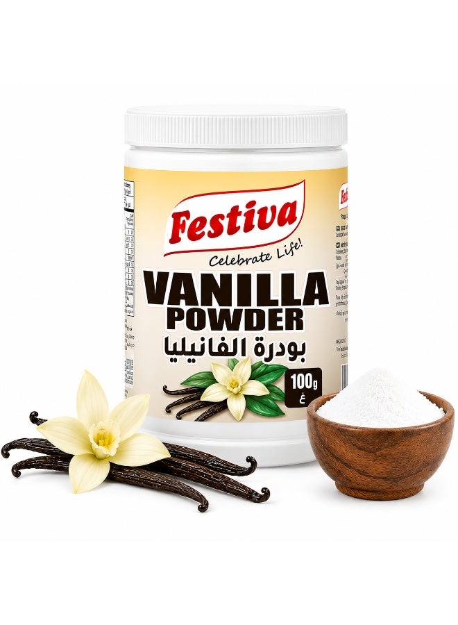 Festiva Vanilla Powder 100g - Flavoring Powder for Cakes, Cookies, Desserts and Baking Recipes - Sweet Vanilla Flavor - Image 1