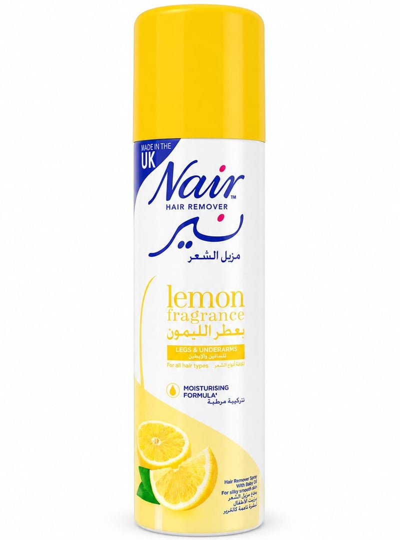 Nair Lemon-Scented Hair Removal Spray (200 ml) for legs and underarms.