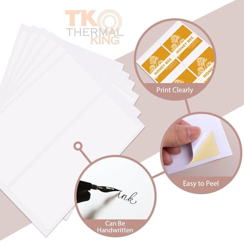 TK Thermal King 4" x 5" 100 Sheets Permanent Adhesive White Blank Shipping 400 Labels for Laser & Inkjet Printers (4 Labels/Sheet) - Image 4