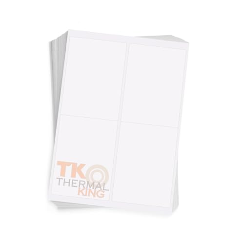 TK Thermal King 4" x 5" 100 Sheets Permanent Adhesive White Blank Shipping 400 Labels for Laser & Inkjet Printers (4 Labels/Sheet) - Image 1