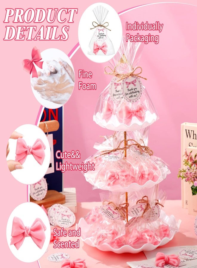 Demissle 40 Sets Coquette Bow Baby Shower Favors Soap Party Favors for Guests Return Gifts Bulk Cute Soaps with Bags Twines Thanks Tags for Birthday Party Decorations Girl Gender Reveal(Pink) - Image 3