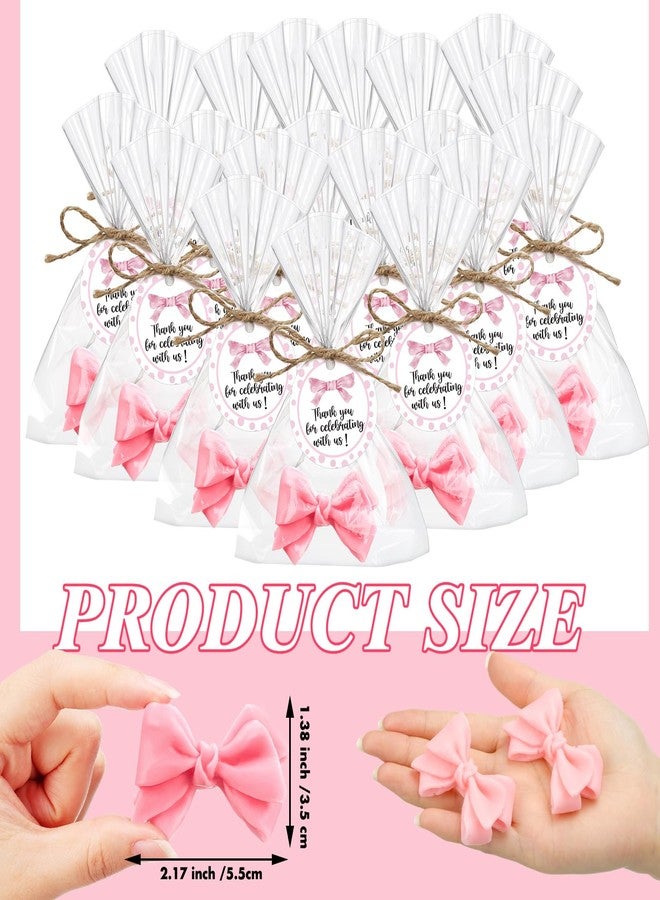 Demissle 40 Sets Coquette Bow Baby Shower Favors Soap Party Favors for Guests Return Gifts Bulk Cute Soaps with Bags Twines Thanks Tags for Birthday Party Decorations Girl Gender Reveal(Pink) - Image 2