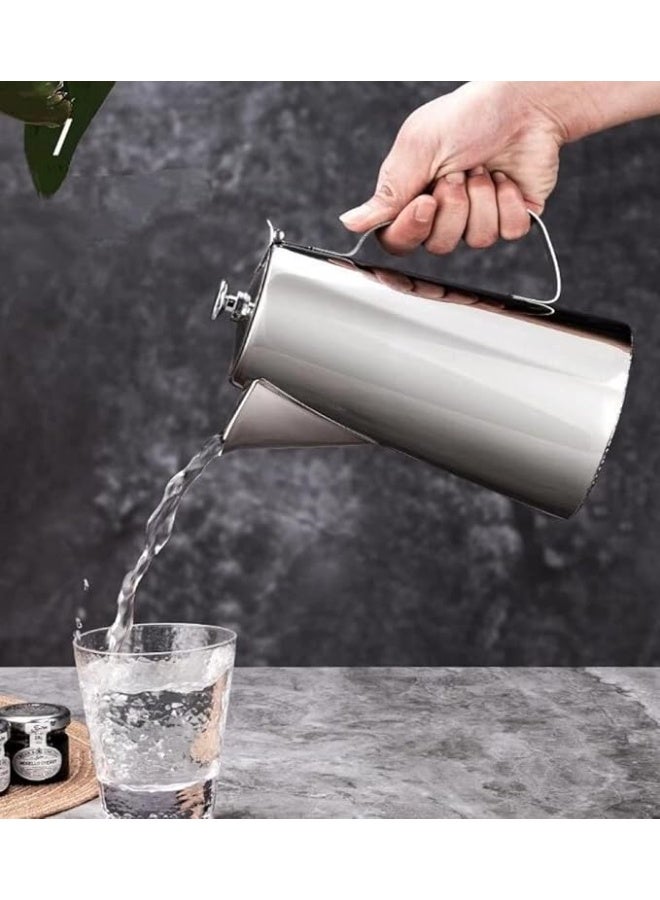 Lucky 1.5L Milk Frothing Pot Stainless Steel Pot with Lid Coffee Milk Beverage Short Spout Pot Suitable for Beverages Milk Juice Silve - Image 5