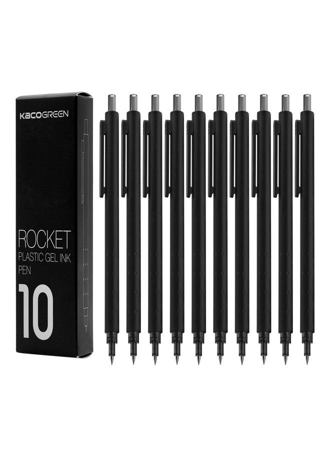 Kaco Retractable Refillable Gel Ink Pens 0.5mm Fine Point (ROCKET, 10 Pieces - Black Ink) - Image 1