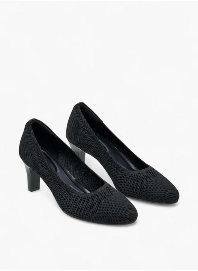 Le Confort Women's Flyknit Textured Slip-On Pumps with Cone Heels