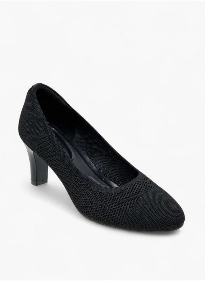 Le Confort Women's Flyknit Textured Slip-On Pumps with Cone Heels