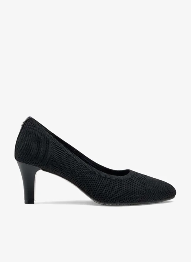 Le Confort Women's Flyknit Textured Slip-On Pumps with Cone Heels