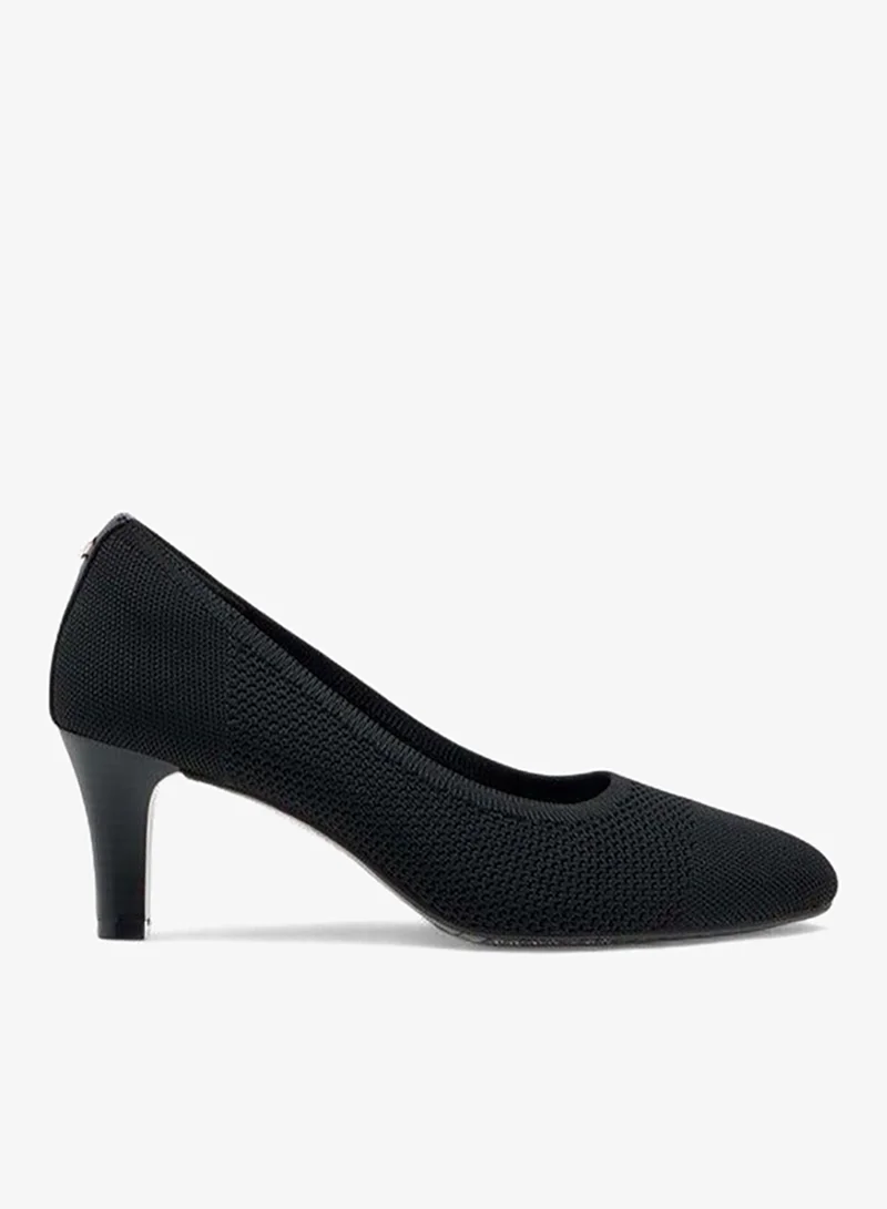 Le Confort Women's Flyknit Textured Slip-On Pumps with Cone Heels