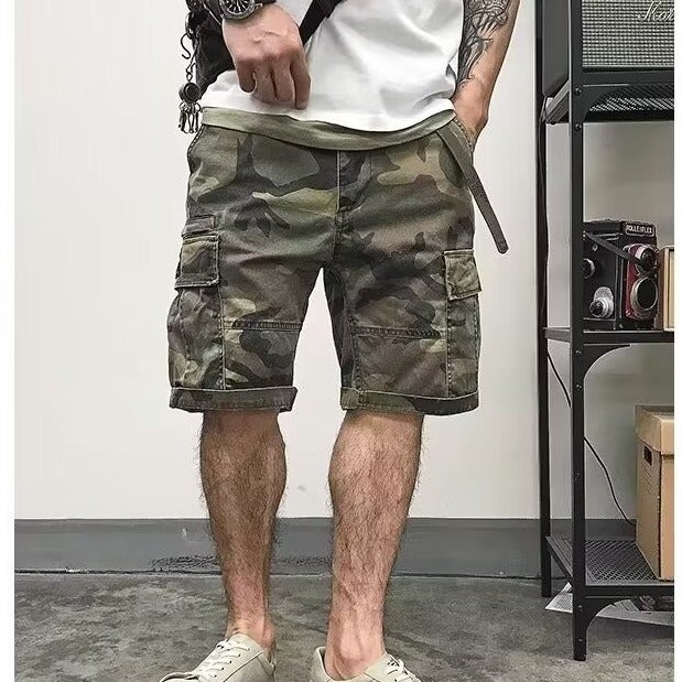 2024 Camo Cargo Shorts Men Summer Loose Fit fan color 
