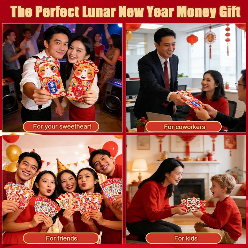 AIERSA Chinese Red Envelope for Money Gift, 2026 Year of the Horse Hongbao 24PCS with Gold Glitter, Lunar New Year & Chinese New Year Lucky Money Envelopes - Image 3