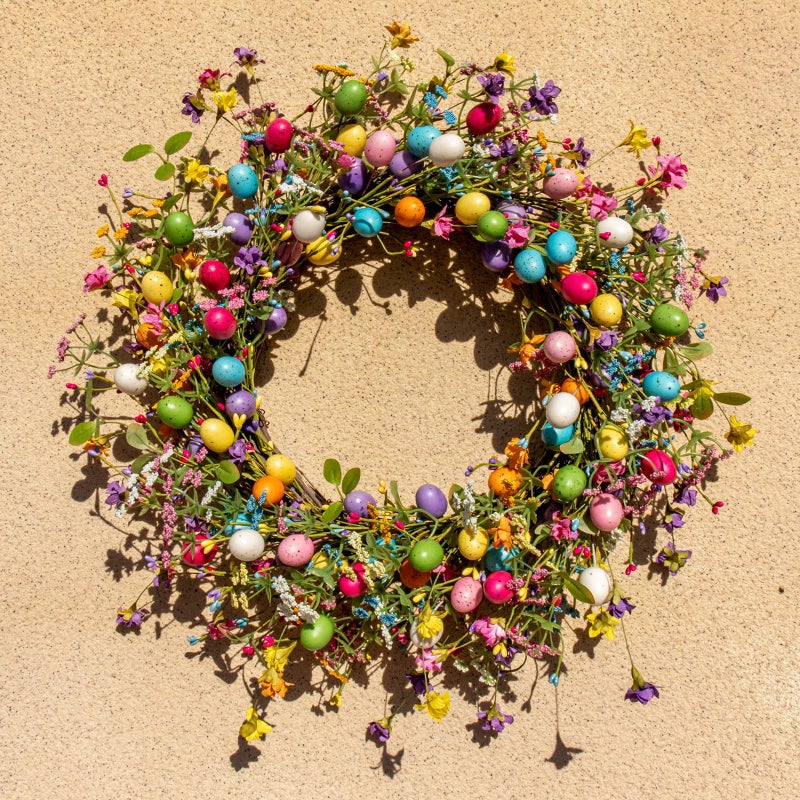 Yawwind 22 Inches Vintage Easter Wreaths for Front Door Farmhouse Easter Wreath Colorful Egg Wreath for Holiday Wall Window Porches Indoor Hanging Decorations - Image 5