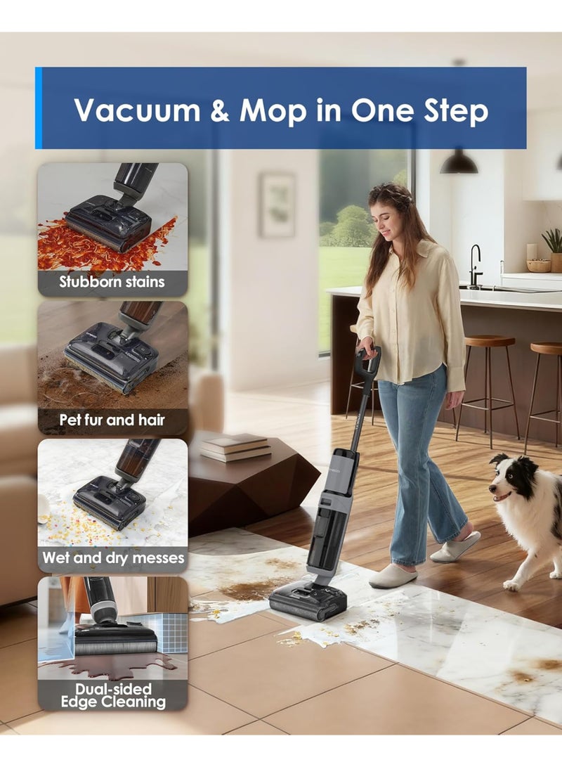 Tineco Floor ONE i5 Stretch Wet Dry Vacuum Cleaner, Vacuum & Mop in One Step, 20kpa Powerful Suction, 180° Lay-Flat Design, Anti-Tangle Design, Dual-Sided Edge Cleaning, Up to 30* Minutes Runtime 0.8 L 210 W FW441700AE Dark Grey - Image 3