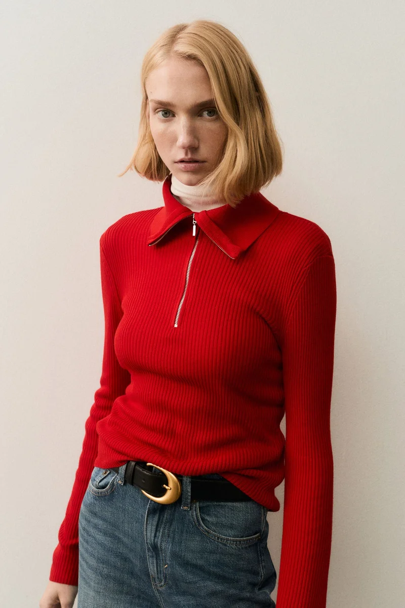 H&M Rib-knit zip-top top