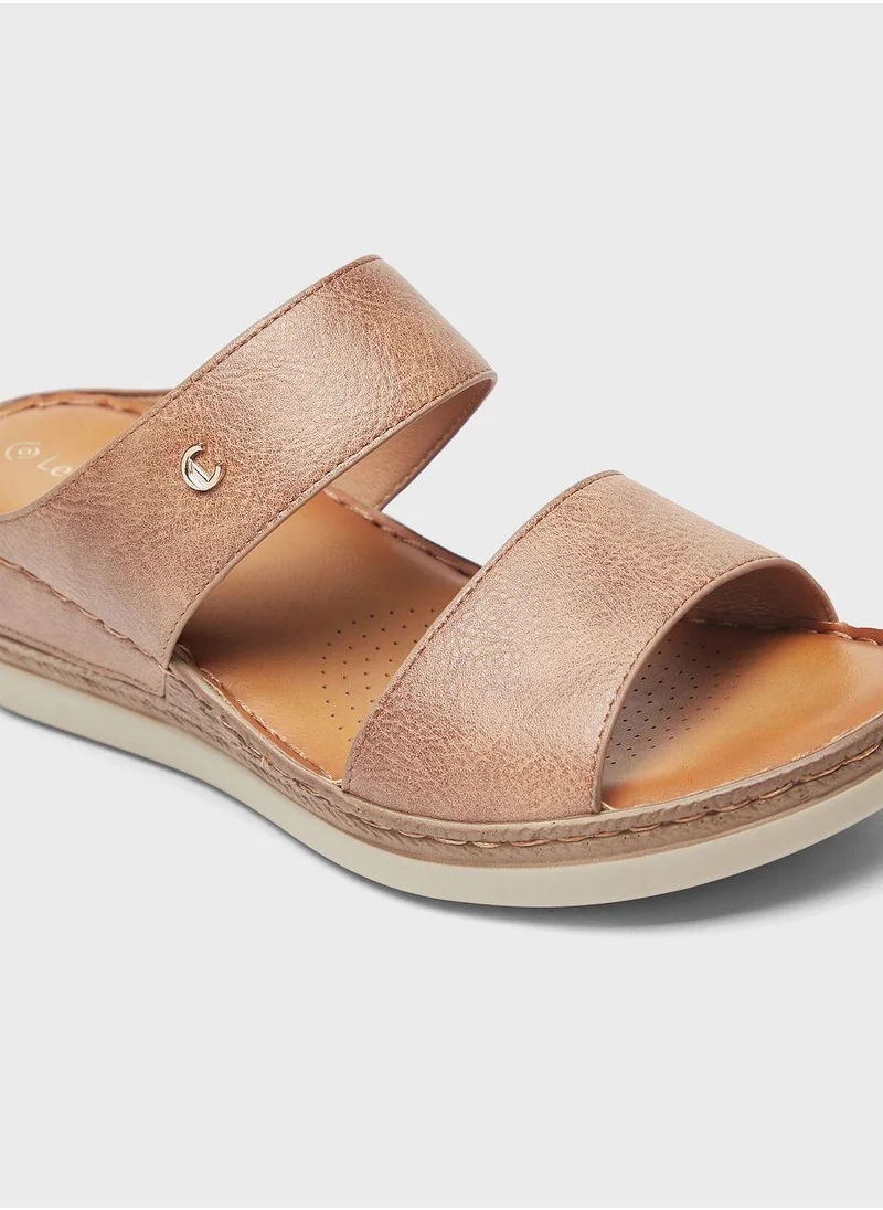 لو كونفورت Double Strap Wedge Sandals