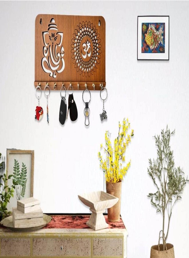 My Dream Carts حامل مفاتيح غانيشا أوم شاكرا من ماي دريم كارتس لتزيين المنزل | علاقة مفاتيح أنيقة تُثبت على الحائط | حامل سلسلة مفاتيح مصنوع يدويًا | علاقات مفاتيح خشبية للمكتب | منظم مفاتيح خشبي - Image 5