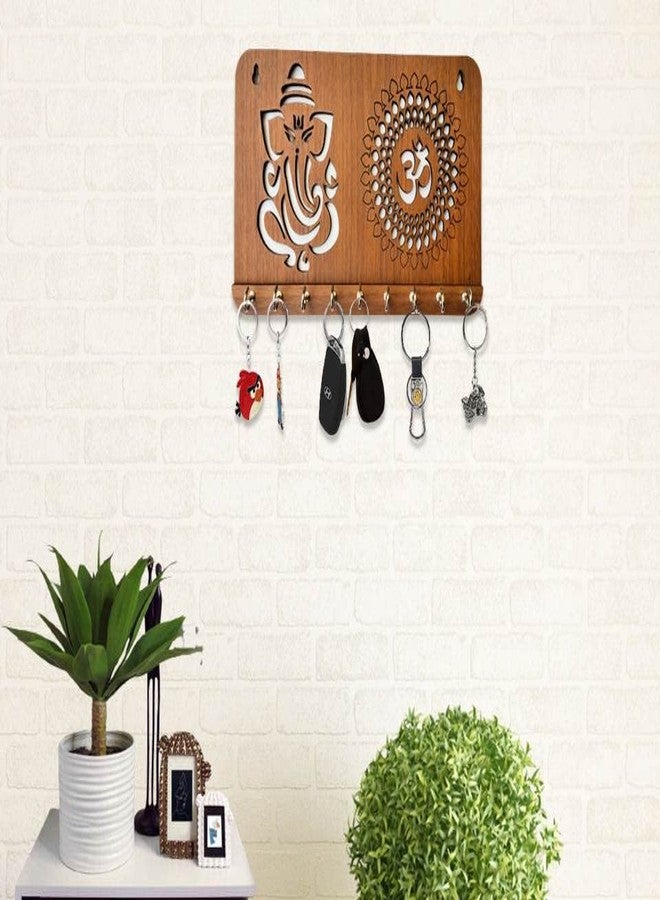 My Dream Carts حامل مفاتيح غانيشا أوم شاكرا من ماي دريم كارتس لتزيين المنزل | علاقة مفاتيح أنيقة تُثبت على الحائط | حامل سلسلة مفاتيح مصنوع يدويًا | علاقات مفاتيح خشبية للمكتب | منظم مفاتيح خشبي - Image 4
