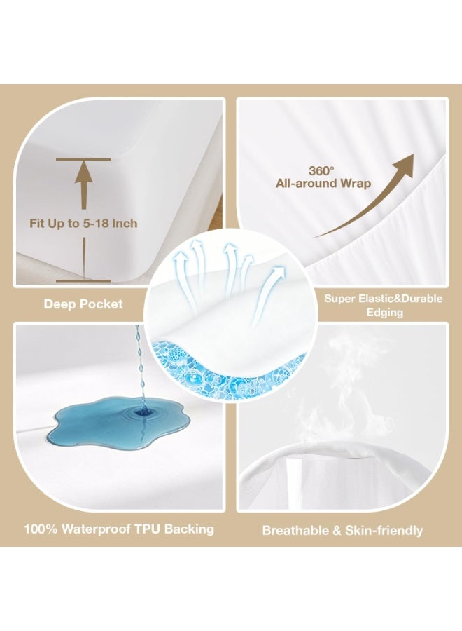 Waterproof Mattress Protector, Breathable Non-Slip Fitted Bed Cover, 190 x 90 cm - Image 4