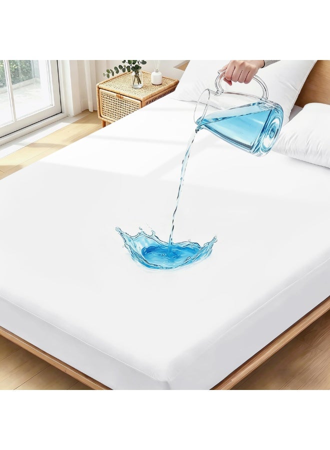 Waterproof Mattress Protector, Breathable Non-Slip Fitted Bed Cover, 190 x 90 cm - Image 1