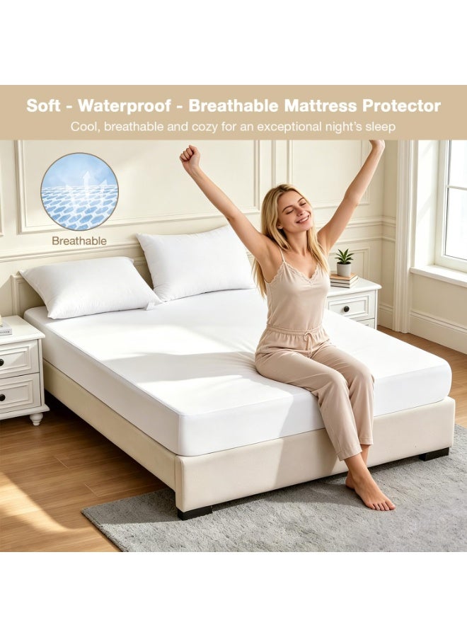 Waterproof Mattress Protector, Breathable Non-Slip Fitted Bed Cover, 190 x 90 cm - Image 2