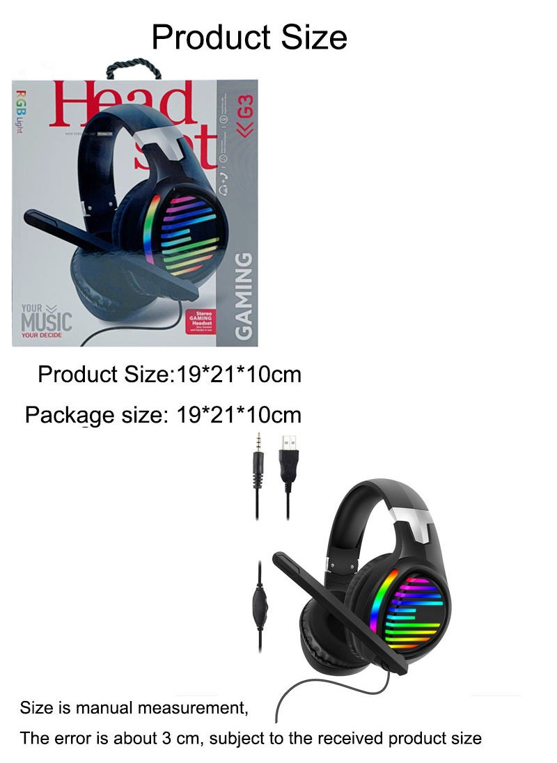 Flash Hawk - G3 RGB Wired Over Ear Gaming Headset with Microphone - Image 1