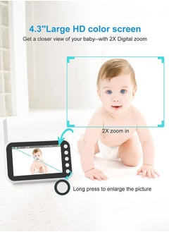 Occuwzz Baby Monitor with Camera Audio 4.3 Inch Display 360° Rotation Range 8 Lullaby Monitor for Babies and Elderly  - Image 2