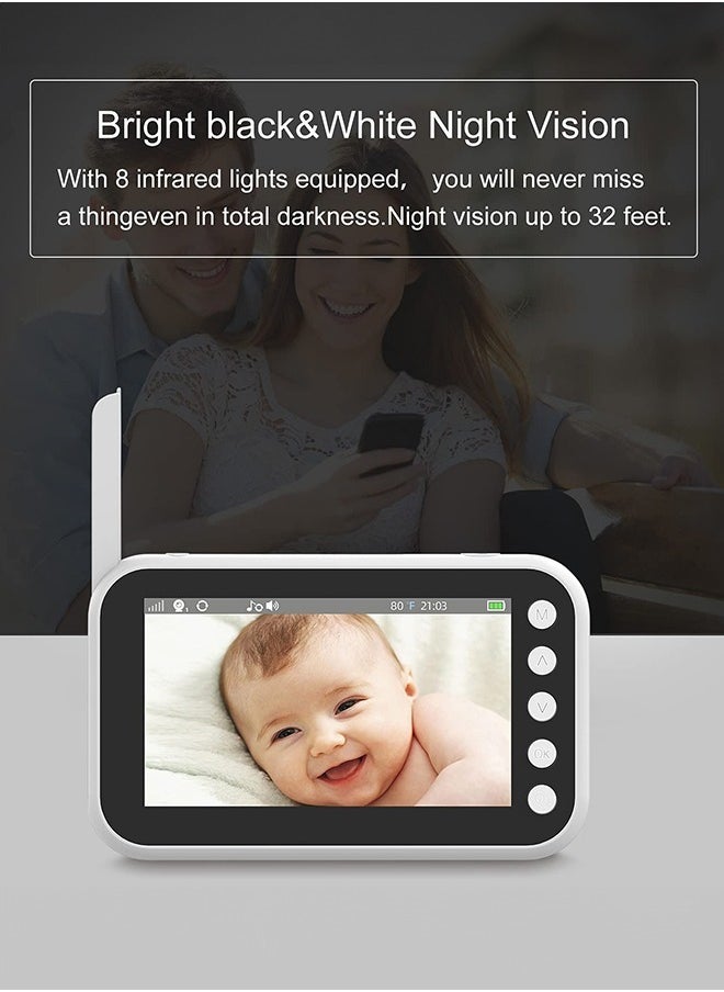 Occuwzz - Baby Monitor with Camera Audio 4.3 Inch Display 360° Rotation Range 8 Lullaby Monitor for Babies and Elderly - Image 1
