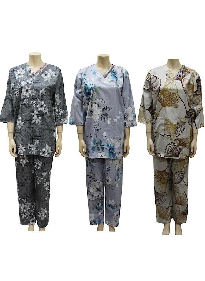 1home - Housemaid Uniform Maid Nanny Scrub Suit 3 piece set - Image 1