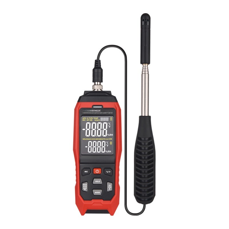 TASI Digital Temperature Humidity Meter: TA622C Red & Black, High Precision Probe - Wide Measurement Range, Sound & Light Alarm for Indoor Outdoor Environmental Testing - Image 1