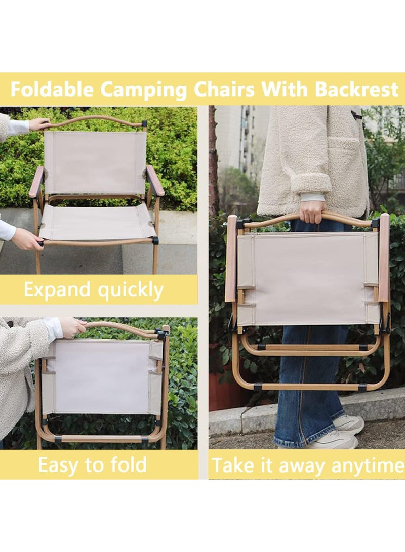 Cyber Camping Chair Folding Picnic Chair Collapsible Outdoor BBQ Seat with Cup Holder Arm Rest Wood Picnic Portable Chair Beach Chair Stable Ultralight Garden Chair for Picnic Backpack Hiking Fishing Travel - Image 5