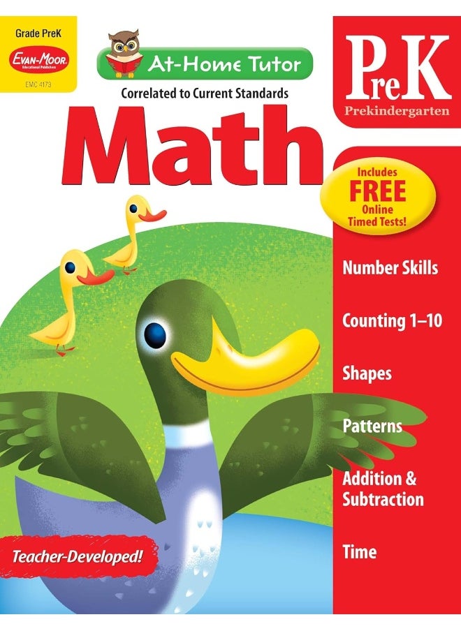 Evan Moor Educational Publishers At Home Tutor Math, Grade Pre-K  - Image 1