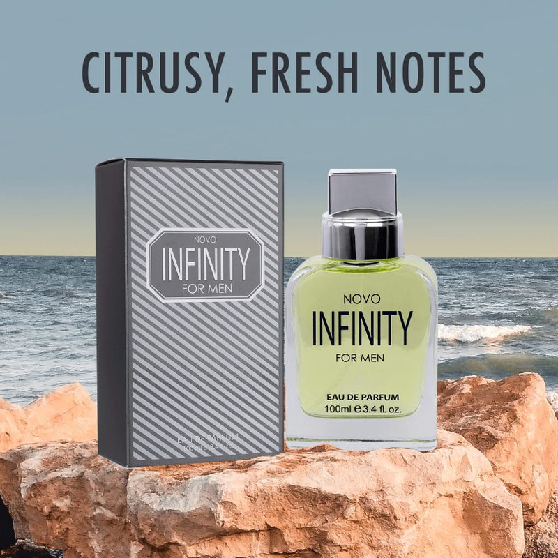 NovoGlow Novo Infinity for Men- 3.4 Fluid Ounce Eau De Parfum Spray for Men - Refreshing Citrusy & Floral Top Notes Smell Fresh All Day Long Lovely Gift Occasions - Image 5