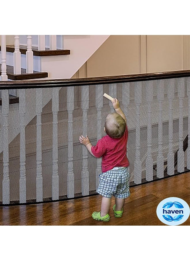 HAVEN Baby Safety Stair Railing Net Children's Outdoor Balcony Fence Protection Mesh No Drilling For Dog Cat Window 300x78cm Black - Image 1