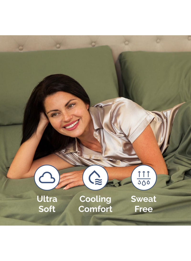 Extra Deep Queen Sheet Set - 6 Piece Breathable & Cooling Sheets - Hotel Luxury Bed Sheets Set - Easy & Secure Fit - Soft  Wrinkle Free & Comfy Sheets Set - Sage Green Sheet Set w/Extra Deep Pockets