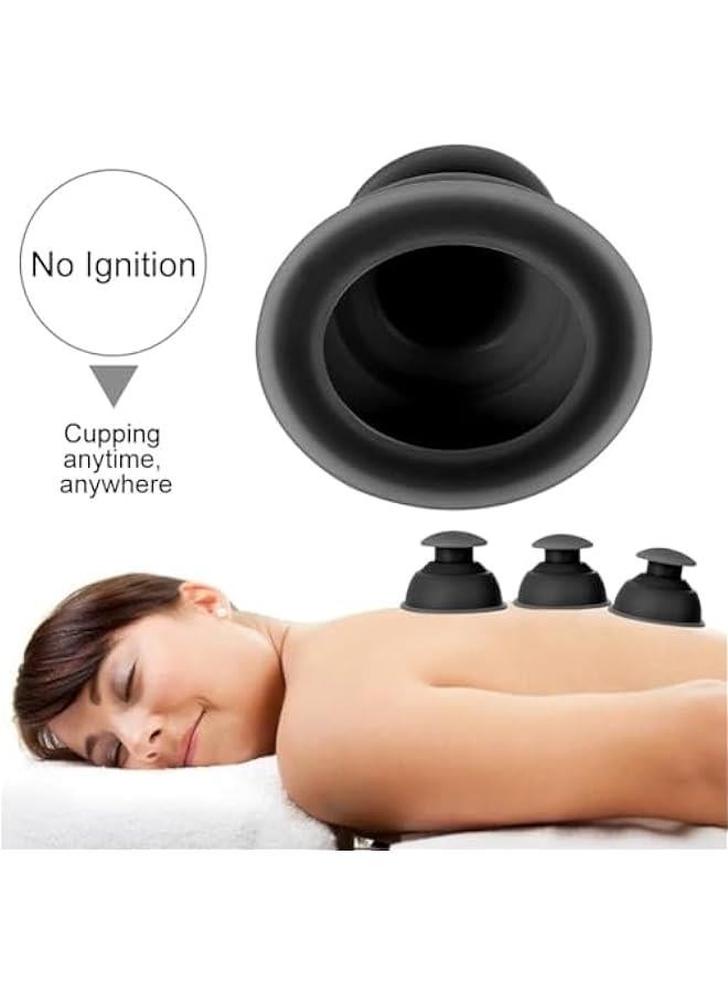 موكسو الخمارة الكأس، 5 قطع  ممتص للرطوة مكافح للسيلوليت كأس شفط ماساج للرطوة كو شفطي مجموعة م 5 قطع إمكاية شفط قوية ل الآلام(أسود) - Image 4