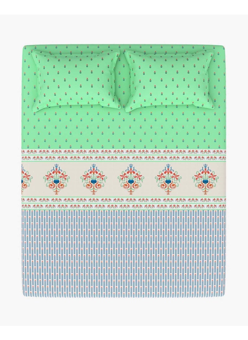 Portico New York - Portico New York Super King Size Multicolor Bedsheet with 2 Pillow Covers (274 x 274 CM) (Lavender 5) - Image 1