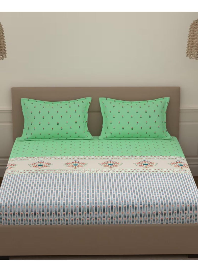 Portico New York - Portico New York Super King Size Multicolor Bedsheet with 2 Pillow Covers (274 x 274 CM) (Lavender 5) - Image 1