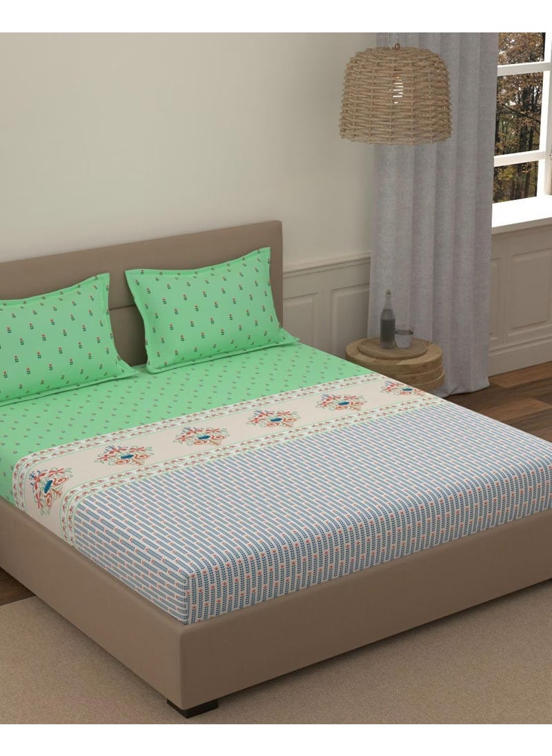 Portico New York - Portico New York Super King Size Multicolor Bedsheet with 2 Pillow Covers (274 x 274 CM) (Lavender 5) - Image 1