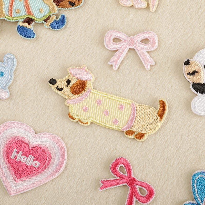 Original Cartoon Sausage Dog Love Self-Adhesive Embroidered Patch - Image 3