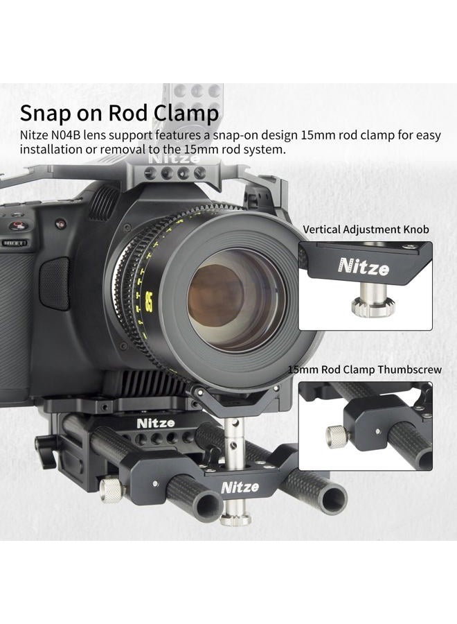Nitze دعم عدسة عالمي بقطر 15 مم مع قاعدة Y متحركة وأعمدة تمديد ارتفاع 1/4 بوصة و 3/8 بوصة و M3 - N04B - Image 5