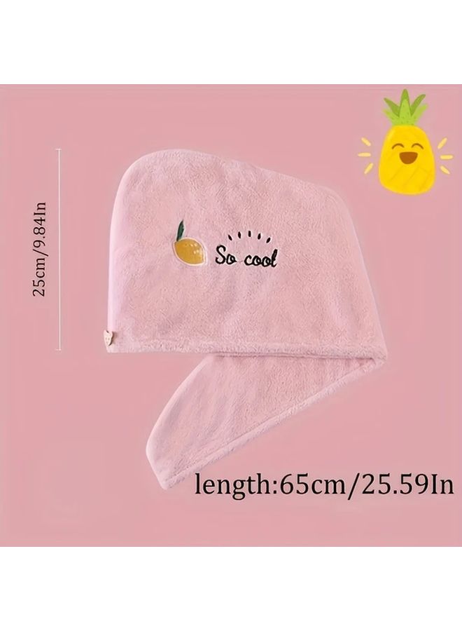 Blue Ultra Absorbent Embroidered Hair Turban Quick Dry Soft Polyester Towel For Long Hair Cartoon Theme Bathroom Accessory - Image 3